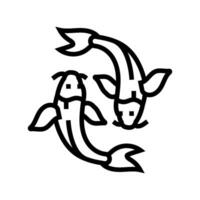 yin yang fish taoism line icon vector illustration