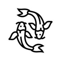 yin yang fish taoism line icon vector illustration