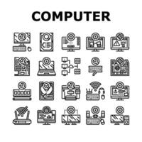 repair computer pc service icons set vector