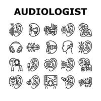 audiologist doctor ear deaf icons set vector