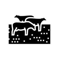 cow grazing glyph icon vector illustration