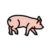 running pig farm color icon vector illustration
