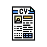 resume document interview job color icon vector illustration