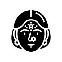 bindi frente decoración glifo icono vector ilustración