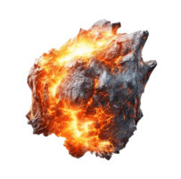 Fire asteroid isolated on transparent background. PNG file, cut out. AI Generated