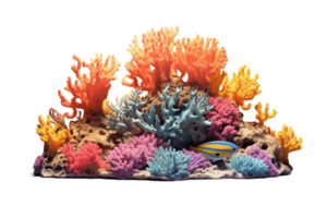 Coral reef isolated on transparent background. PNG file, cut out. AI Generated