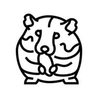 hamster eating pet line icon vector illustration