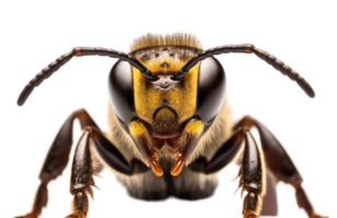 Bee Face Shot isolated on transparent background. PNG file, cut out. AI Generated