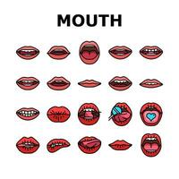 mouth character animation icons set vector