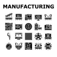 manufacturing industry factory icons set vector