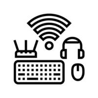 wireless setup repair computer line icon vector illustration