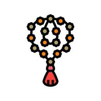 Rudraksha rosario color icono vector ilustración