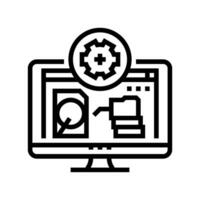 data recovery repair computer line icon vector illustration