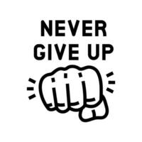 never give up succes challenge line icon vector illustration