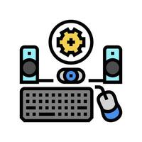 peripheral setup repair computer color icon vector illustration