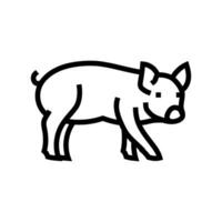 linda cerdito cerdo granja línea icono vector ilustración