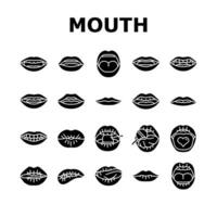 mouth character animation icons set vector