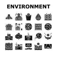 green environment earth nature icons set vector