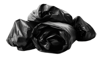 Black garbage bag trash waste isolated on transparent background. PNG file, cut out. AI Generated