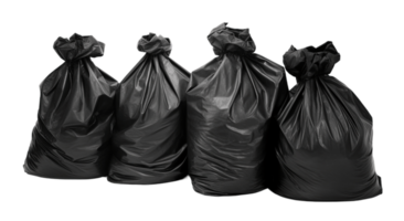 Black garbage bag trash waste isolated on transparent background. PNG file, cut out. AI Generated