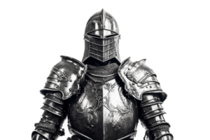 Medieval knight suit of armor isolated on transparent background. PNG file, cut out. AI Generated