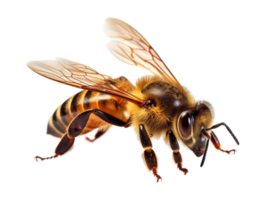 Honey bee isolated on transparent background. PNG file, cut out. AI Generated