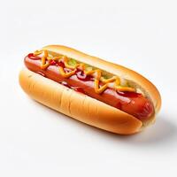 AI Generative high quality of 3D hotdog design in white background photo