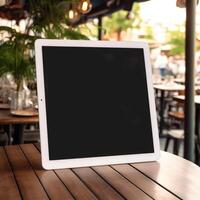 High quality photo of big tablet with blank screen on the table, perfect to create mockup preview