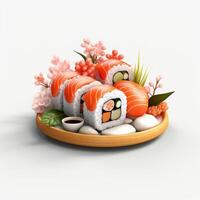 AI Generative high quality 3D style design of sushi photo