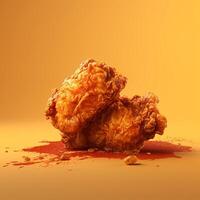 3D style design of fried chicken in yellow background photo