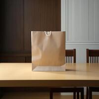 AI generative High quality photo of blank paper bag on the table