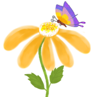 Yellow flower with butterfly png