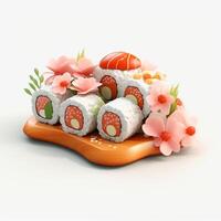 AI Generative high quality 3D style design of sushi photo