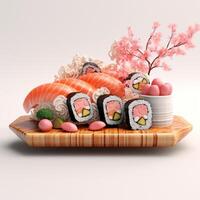 AI Generative high quality 3D style design of sushi photo