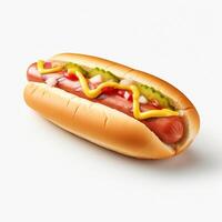 AI Generative high quality of 3D hotdog design in white background photo