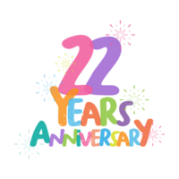 22th anniversary in flat style png