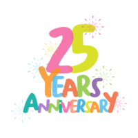 25th anniversary in flat style png