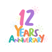 12th anniversary in flat style png