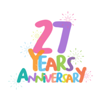 27th anniversary in flat style png