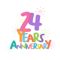 24th anniversary in flat style png