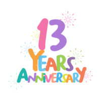 13th anniversary in flat style png