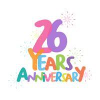 26th anniversary in flat style png