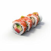 ai generativo alto calidad de 3d estilo diseño de futomaki Sushi con blanco antecedentes foto