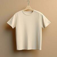 AI generative of a blank t-shirt in cream color in high quality, perfect to create a mockup preview photo