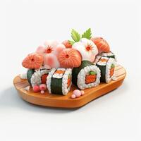 AI Generative high quality 3D style design of sushi photo