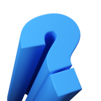 3d Realistic blue question mark. luxury template decorative design illustration. Minimalist bright element transparent png