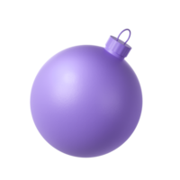 3d winter rendering Lilac Christmas ball icon. Realistic sphere transparent png. Holiday toy for fir tree. Holiday Illustration png