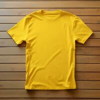 AI generative High quality blank t-shirt in yellow color, perfect to create mockup preview photo