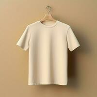 AI generative of a blank t-shirt in cream color in high quality, perfect to create a mockup preview photo