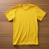 AI generative High quality blank t-shirt in yellow color, perfect to create mockup preview photo